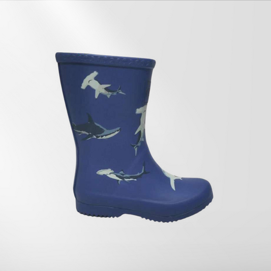 RAJN Kids Blue Shark Rubber Boots