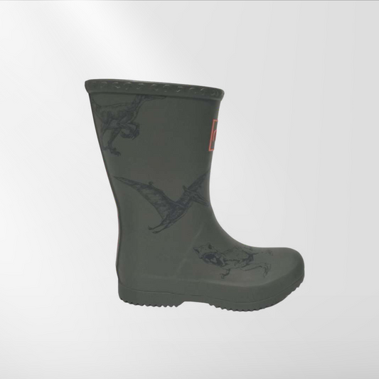 RAJN Kids Kaki Dino Rubber Boots