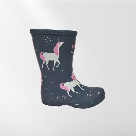 RAJN Kids Navy Unicorn Rubber Boots