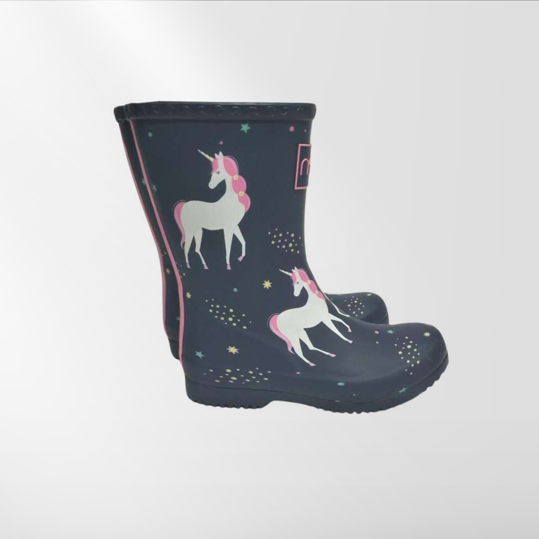 RAJN Kids Navy Unicorn Rubber Boots
