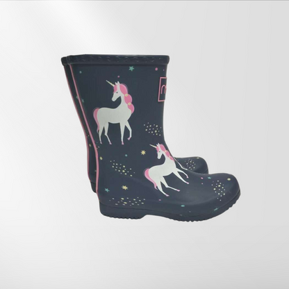 RAJN Kids Navy Unicorn Rubber Boots