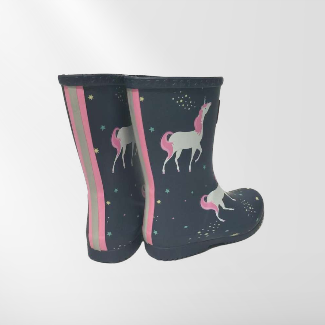 RAJN Kids Navy Unicorn Rubber Boots