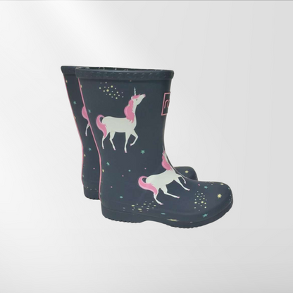RAJN Kids Navy Unicorn Rubber Boots