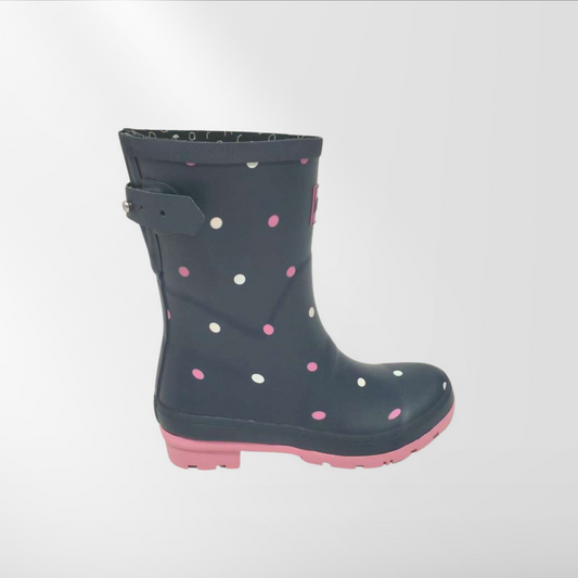 RAJN Women Navy-Pink Dot Rubber Boots